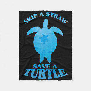 Save Turtle Clean Sea Save Nature Oceans Day Quote Fleece Blanket