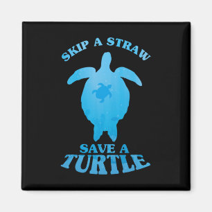 Save Turtle Clean Sea Save Nature Oceans Day Quote Magnet