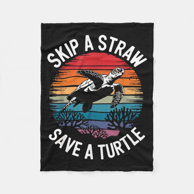 Save Turtles Sea Ocean Turtle Shirt  Fleece Blanket (Front)