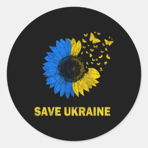 Save Ukraine Sunflower Butterflies I Stand With Uk Classic Round Sticker