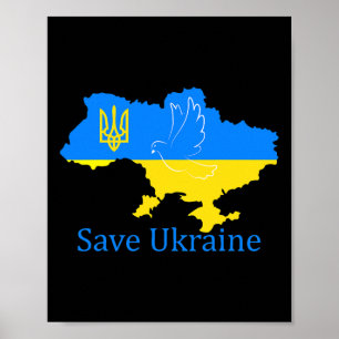 Save Ukraine Support Dove Peace Ukrainian Map Coat Poster