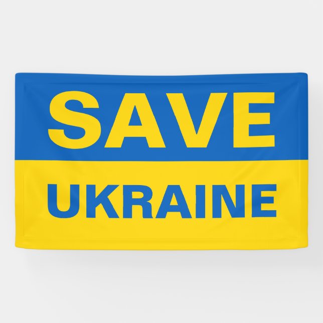 Save Ukraine Ukrainian Flag Banner (Horizontal)
