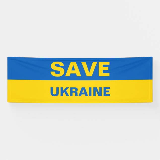 Save Ukraine Ukrainian Flag Banner (Horizontal)