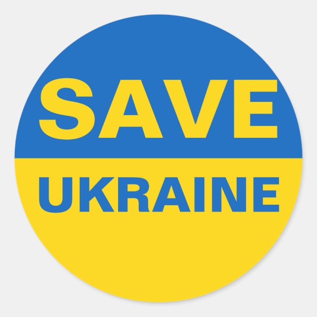 Save Ukraine Ukrainian Flag Classic Round Sticker (Front)