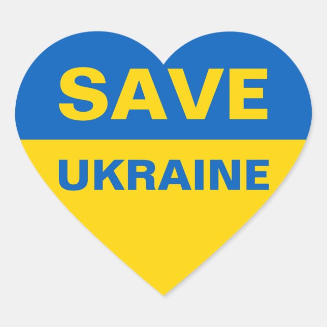 Save Ukraine Ukrainian Flag Heart Sticker (Front)