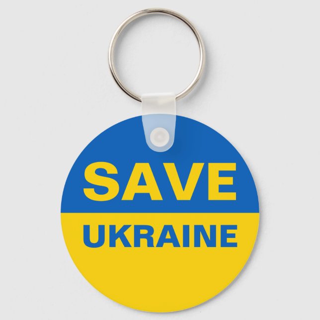 Save Ukraine Ukrainian Flag Key Ring (Front)