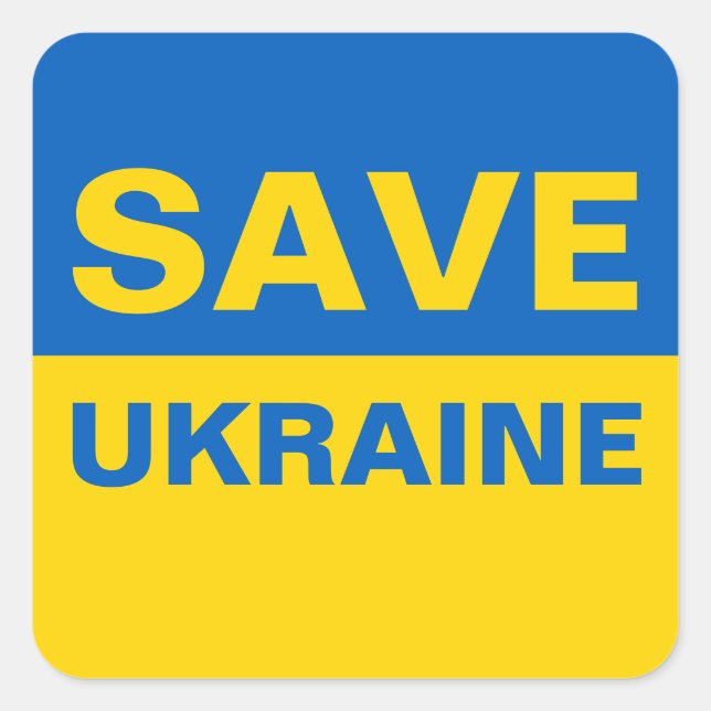 Save Ukraine Ukrainian Flag Square Sticker (Front)