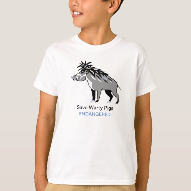 Save Warty PIGS  - Endangered animal graphic T-Shirt (Front)