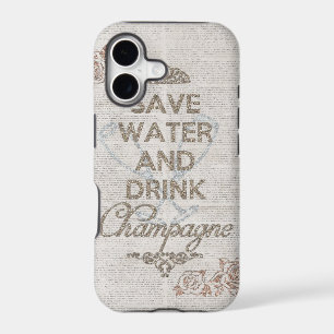 Save Water And Drink Champagne Shabby Glitter Case