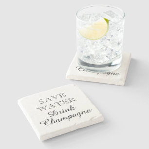 Save Water Drink Champagne funny marble Stone Coaster