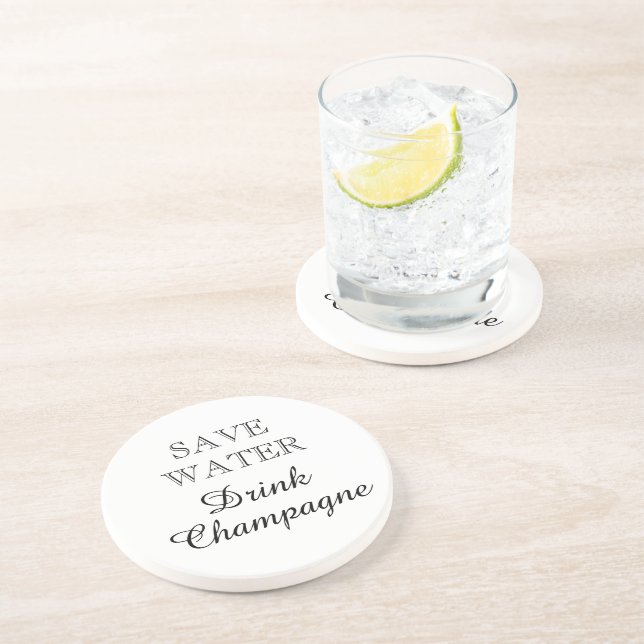 Save Water Drink Champagne funny round Coaster (Side)