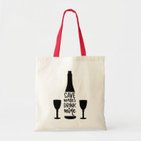Save Water Drink Wine Black Bottle Two Glasses