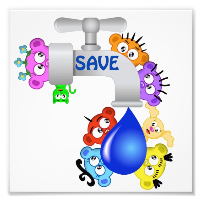SAVE WATER- PLANET PEEK-A-BOO STYLE PHOTO PRINT (Front)