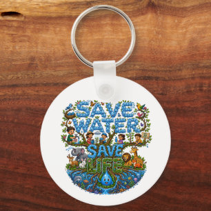 Save Water Save Life Environmental Conservation Key Ring