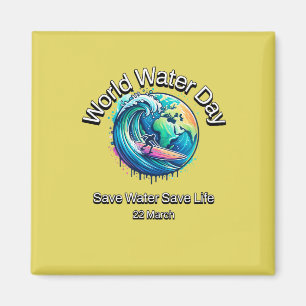 Save Water, Save Life. World Water Day. Magnet