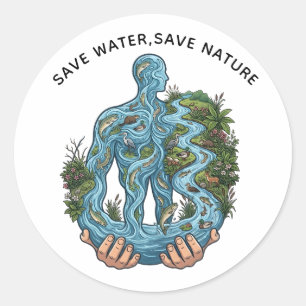 Save Water Save Nature Eco-Conscious Environmental Classic Round Sticker