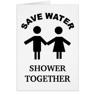 Save water shower together card