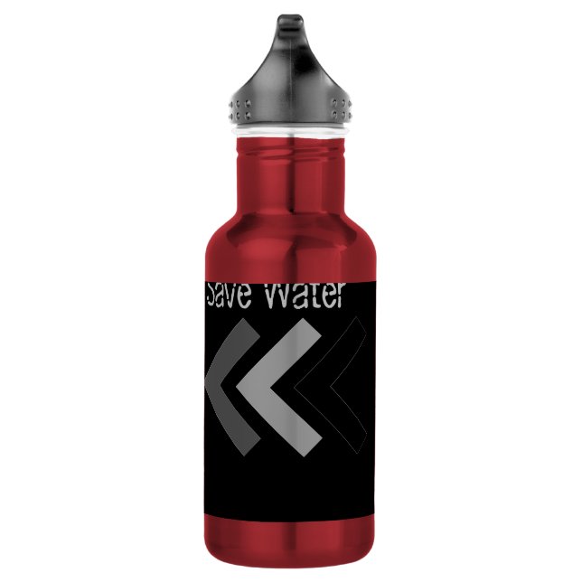 Save Water text Stainless Steel Water Bottle (Right)
