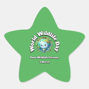 Save Wildlife. World Wildlife Day Star Sticker