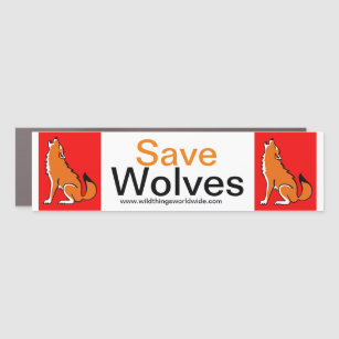Save WOLVES - Red car magnet
