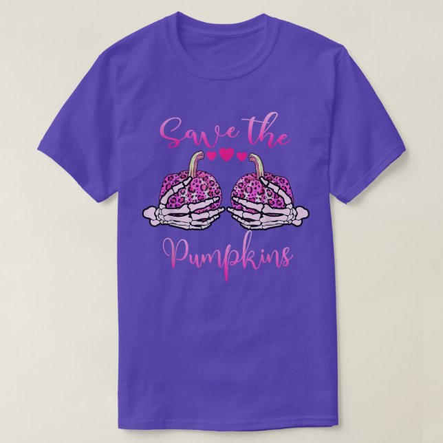 Save Your Pumpkins Leopard Breast Cancer Awareness T-Shirt (Design Front)