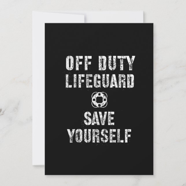 Save Yourself Lifeguard Swimming Pool Guard Off Holiday Card (Front)