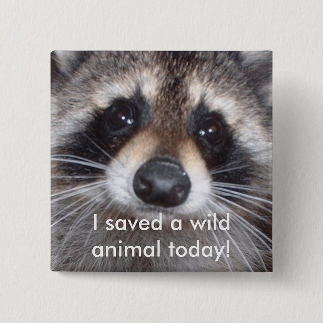 Saved a wild animal - racoon 15 cm square badge (Front)