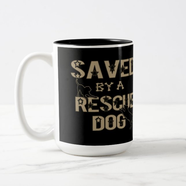 Saved By A Rescue Dog Two-Tone Coffee Mug (Left)