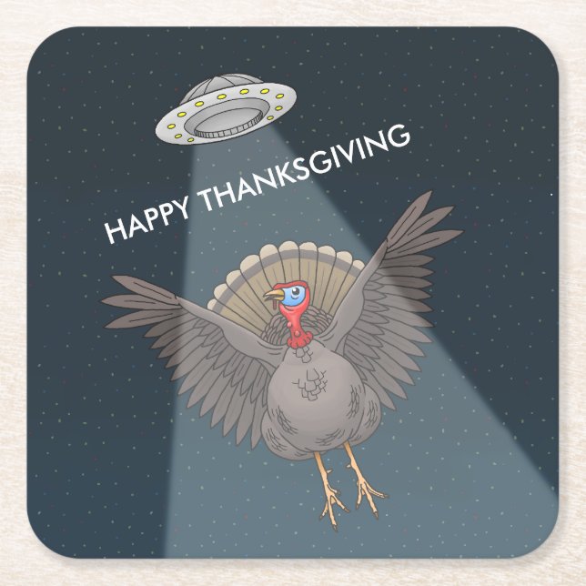 Saved By Aliens Before Thanksgiving Day Square Paper Coaster (Front)