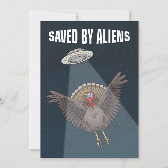 Saved By Aliens on Thanksgiving Holiday Card (Front)