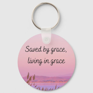 Saved by grace Bible verse christian typography Key Ring