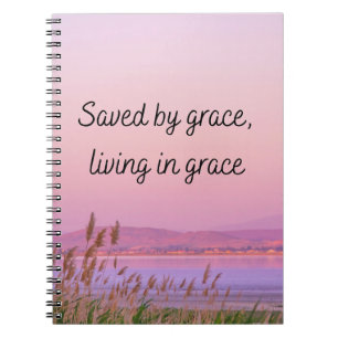 Saved by grace Bible verse christian typography Notebook