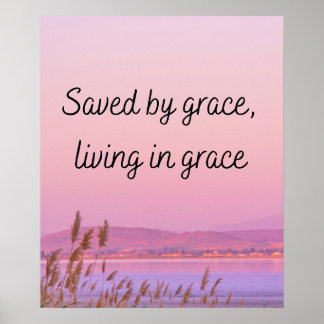 Saved by grace Bible verse christian typography  Poster