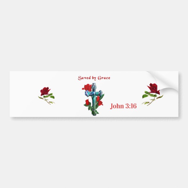 Saved By Grace Bumper Sticker (Front)