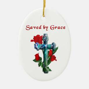 Saved By Grace Ceramic Ornament