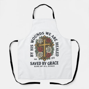 Saved By Grace Christian Cross Floral Shirt Apron