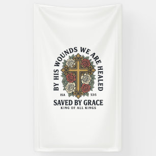 Saved By Grace Christian Cross Floral Shirt Banner