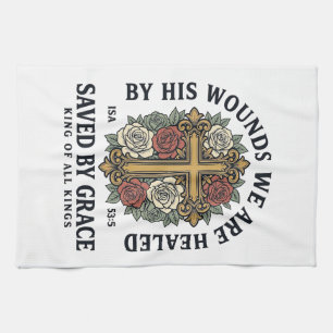 Saved By Grace Christian Cross Floral Shirt Tea Towel