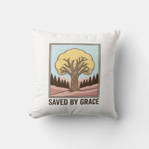 Saved by Grace Christian Tree Vintage Shirt Design Cushion