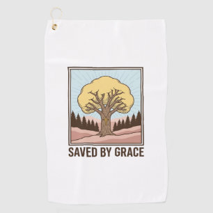 Saved by Grace Christian Tree Vintage Shirt Design Golf Towel