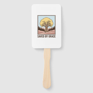 Saved by Grace Christian Tree Vintage Shirt Design Hand Fan