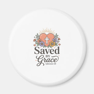 Saved By Grace Floral Christian Vector Shirt Magnet