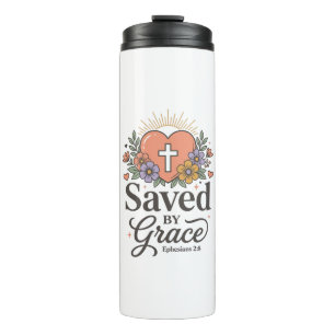 Saved By Grace Floral Christian Vector Shirt Thermal Tumbler