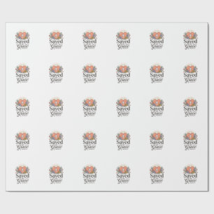 Saved By Grace Floral Christian Vector Shirt Wrapping Paper