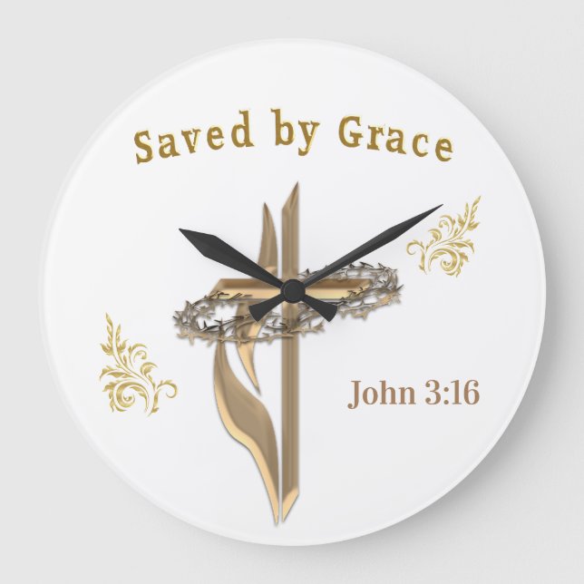 Saved by Grace  Large Clock (Front)