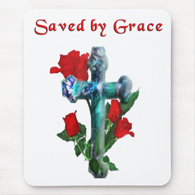 Saved By Grace Mouse Pad (Front)