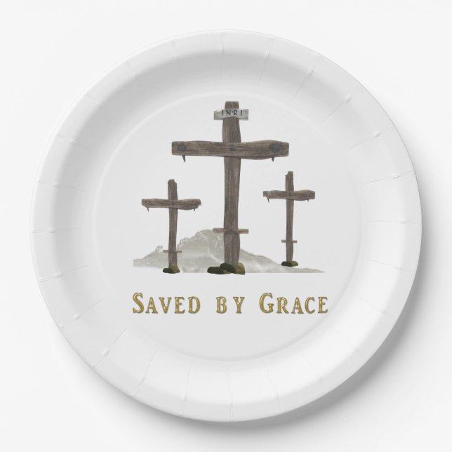 saved by grace paper plate (Front)