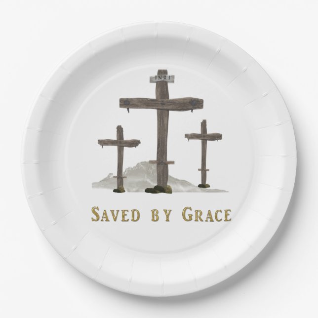 saved by grace paper plate (Front)