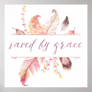 Saved by grace religious art print