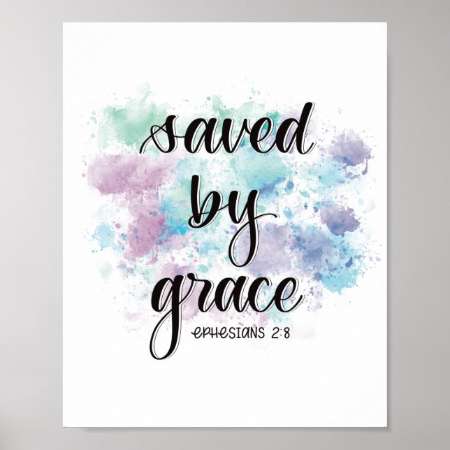 Saved by grace | watercolor background  poster (Front)
